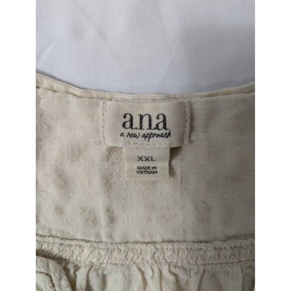 Women's ANA A New Approach Short Sleeve Top Contrast Stitching Boho Size XXL - Picture 3 of 9